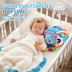 Baby Toys 6-12 Months–Mystery Soft Box with 5 Plush Marine Animals,Rattle,Crinkle Paper & Mirror–Montessori Sensory Toys for 6 Month Old Babies 1-3 Year Old Boy Girl Birthday