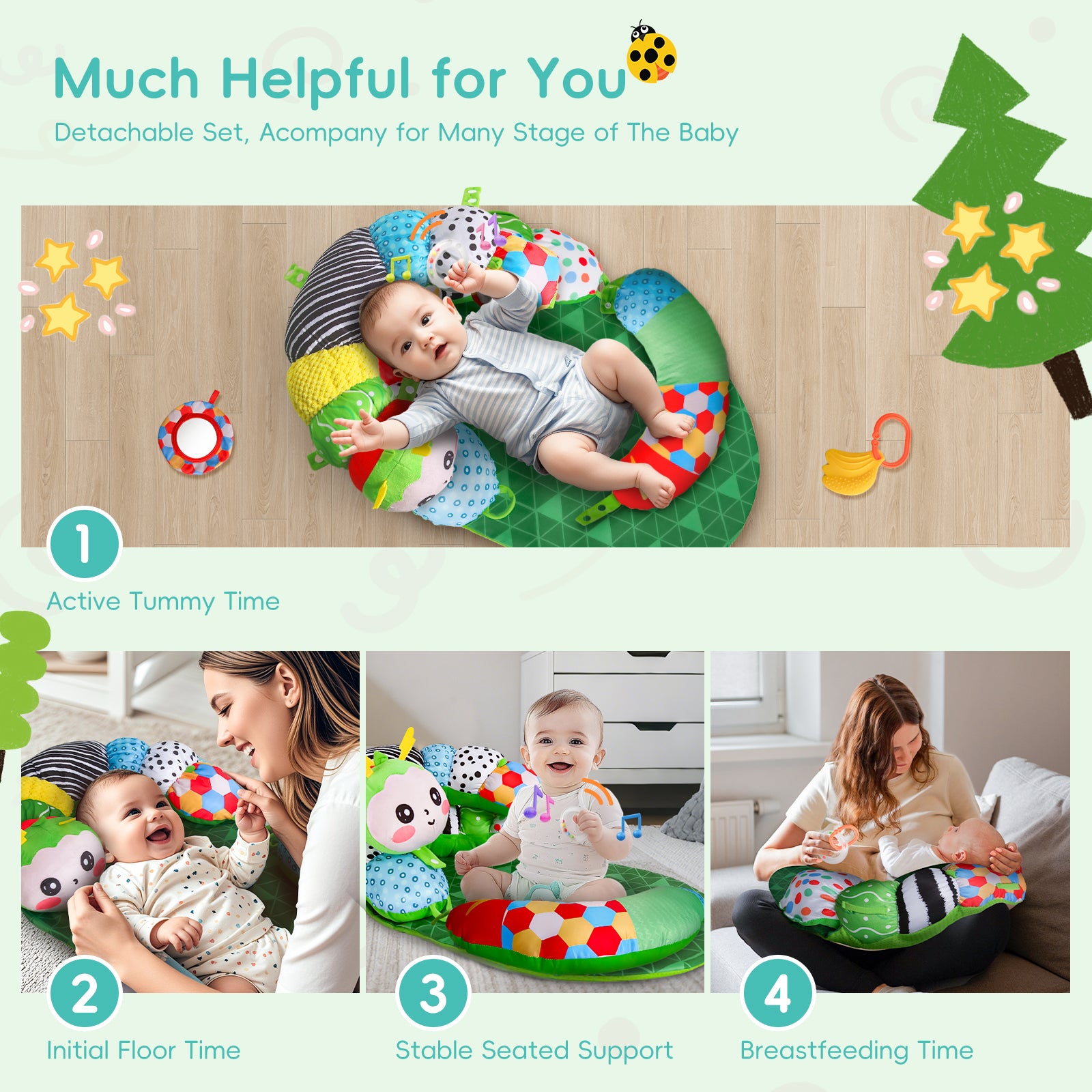 3-in-1 Tummy Time Pillow for Baby
