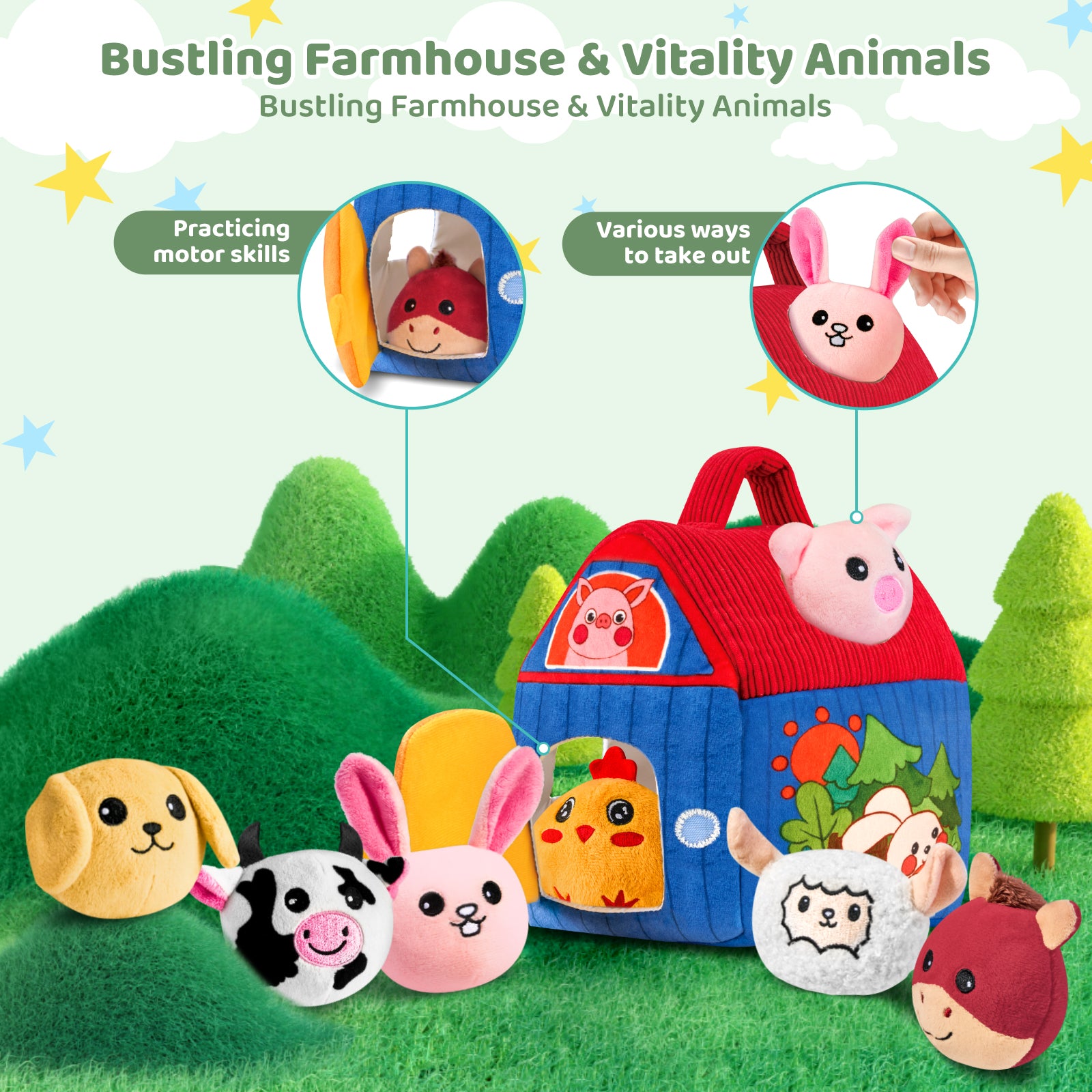 Barn with Stuffed Farm Animals